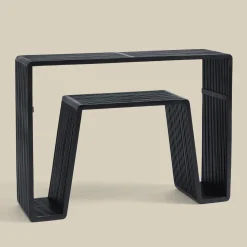 Sidetable van zwarte latjes - Bodio Teak Slats