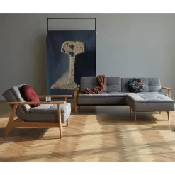 Slaapbank met eiken armleuningen - Innovation Living Dublexo Frej Natural