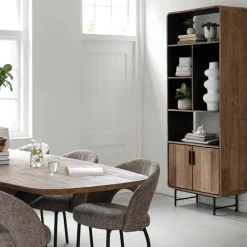 Smalle hoge vakkenkast teak - DTP Home Evo