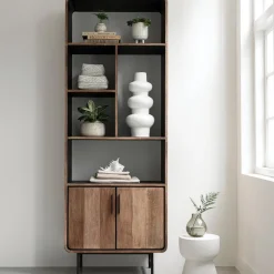Smalle hoge vakkenkast teak - DTP Home Evo