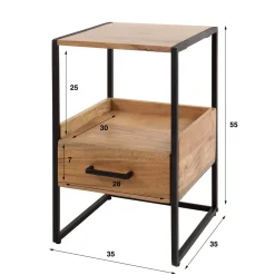 Smal nachtkastje hout en metaal - Giani Niche