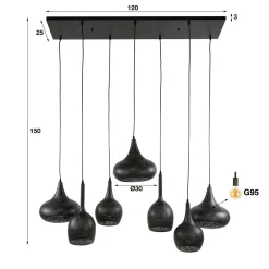 Speelse hanglamp zwart metaal - Santa Zip 7