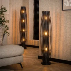 Staande vloerlamp zwart metaal - Santa Cylinder Mesh