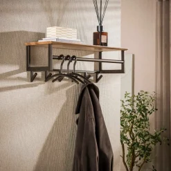 Stalen kapstok met eikenhoutlook plank - Santa Bruno