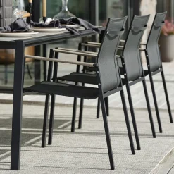 Stapelbare tuinstoel zwart roestvrij staal - Brafab Lyra