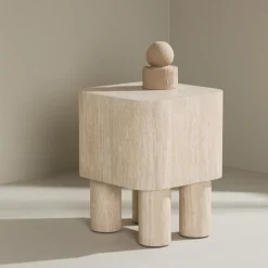 Stijlvolle bijzettafel beige - Lavis Klirou