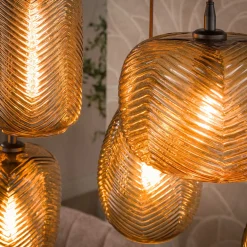 Stijlvolle hanglamp met smoke-bruin glas - Santa Chevron