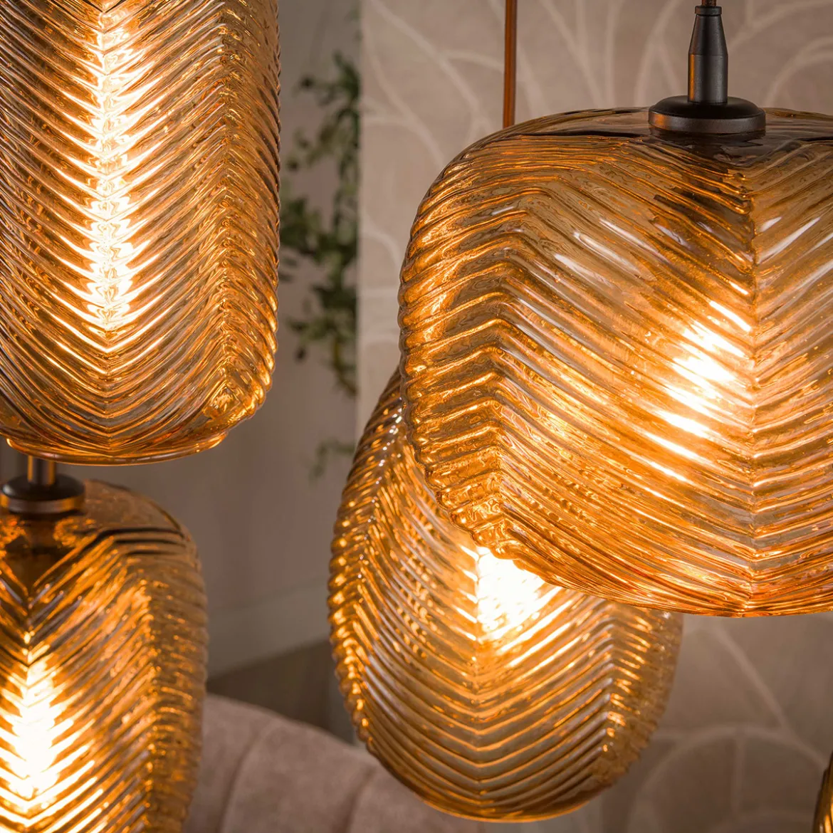 Stijlvolle hanglamp met smoke-bruin glas - Santa Chevron