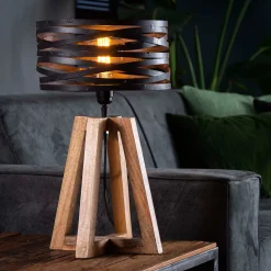 Tafellamp hout met metaal - Santa Roop Grey
