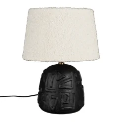 Tafellamp zwart met wit boucle - Dutchbone Renzo