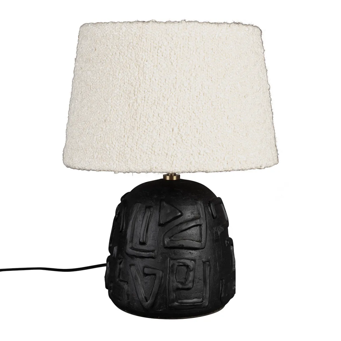 Tafellamp zwart met wit boucle - Dutchbone Renzo