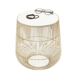 Tafeltje goud met wit marmer - Kare Design Beam White