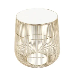 Tafeltje goud met wit marmer - Kare Design Beam White
