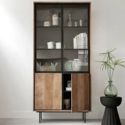 Teak buffetkast met zwarte binnenkant 100 cm - DTP Home Metropole