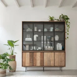 Teak buffetkast met zwarte binnenkant 180 cm - DTP Home Metropole