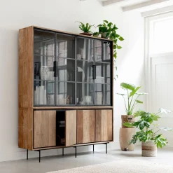 Teak buffetkast met zwarte binnenkant 180 cm - DTP Home Metropole