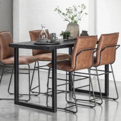 Teakhouten bartafel zwart - DTP Home Timeless Black Beam