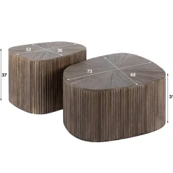 Teak salontafelset met ribbels - Giani Maya Teak Square