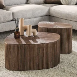 Teak salontafelset met ribbels - Giani Maya Teak Square
