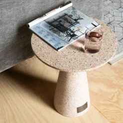 Terrazzo bijzettafel rond - Zuiver Victoria