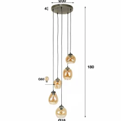 Trapse hanglamp met glazen kappen - Santa Mix