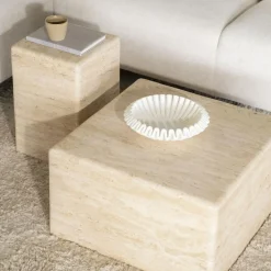 Travertin bijzettafel vierkant - Eleonora Donta