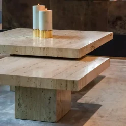Travertin salontafel set vierkant - Richmond Interiors La Cantera