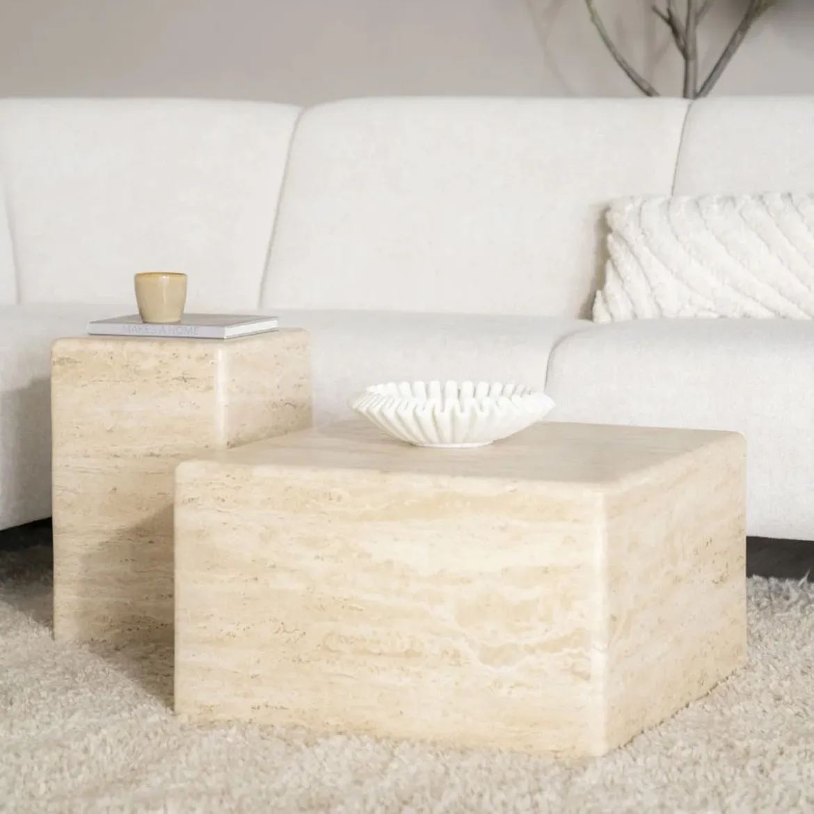 Travertin salontafel vierkant - Eleonora Donta