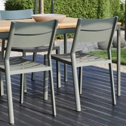 Tuinset 6 persoons teak en aluminium - Brafab Nox/Lola Set