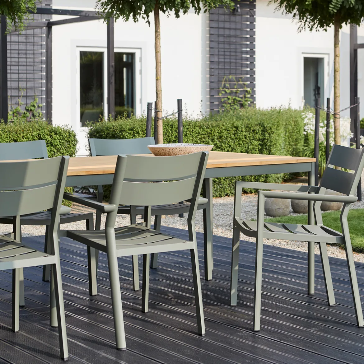 Tuinset 6 persoons teak en aluminium - Brafab Nox/Lola Set