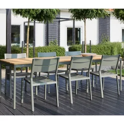 Tuinset 6 persoons teak en aluminium - Brafab Nox/Lola Set