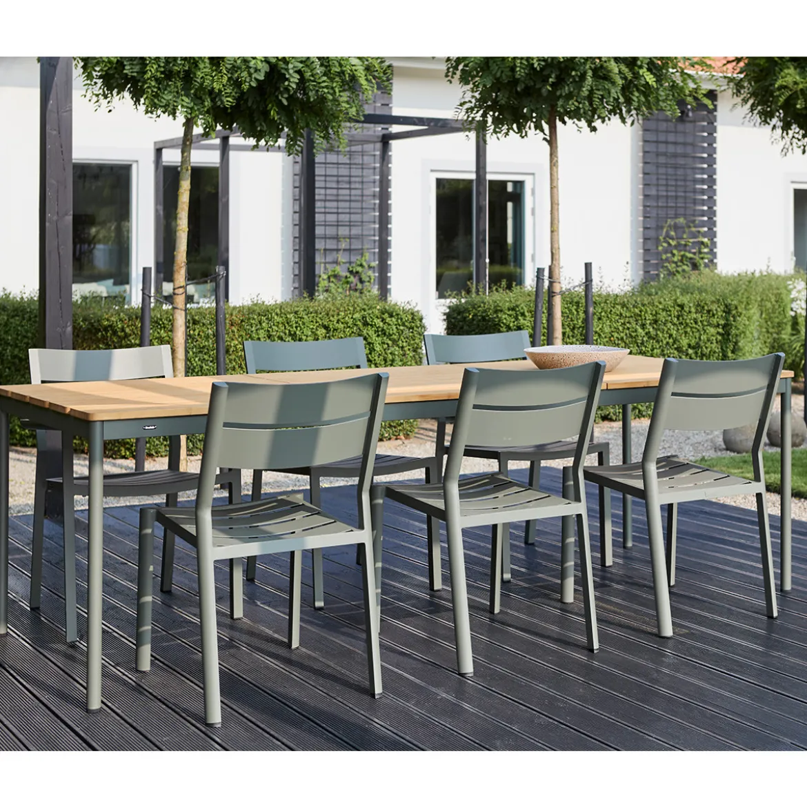 Tuinset 6 persoons teak en aluminium - Brafab Nox/Lola Set