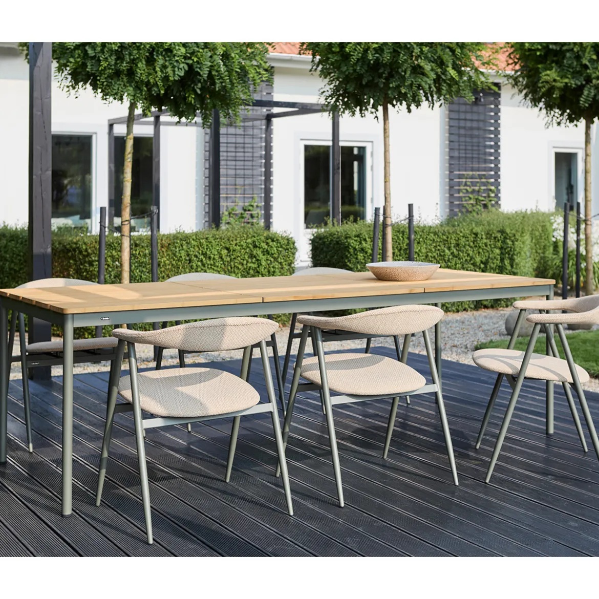 Tuinset 6 persoons teak en aluminium - Brafab Nox/Boi Set