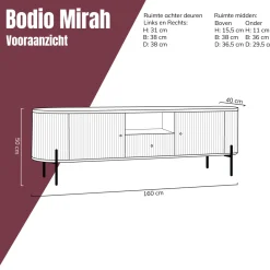Tv-meubel 160 cm ribbel hout bruin - Bodio Mirah