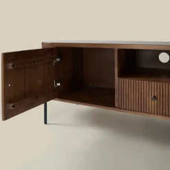 Tv-meubel 160 cm ribbel hout bruin - Bodio Mirah