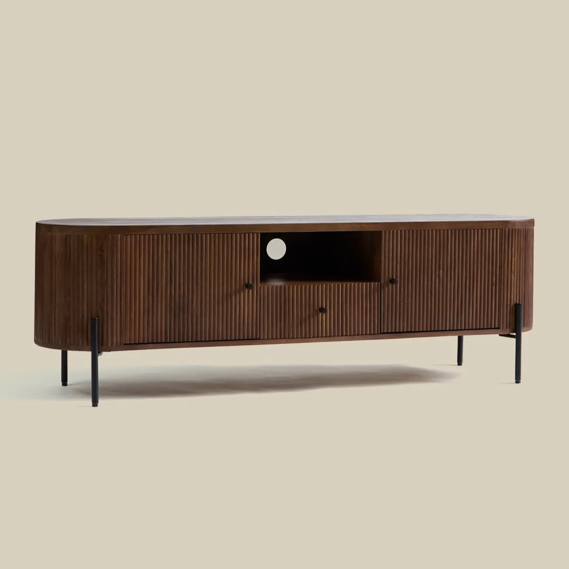 Tv-meubel 160 cm ribbel hout bruin - Bodio Mirah