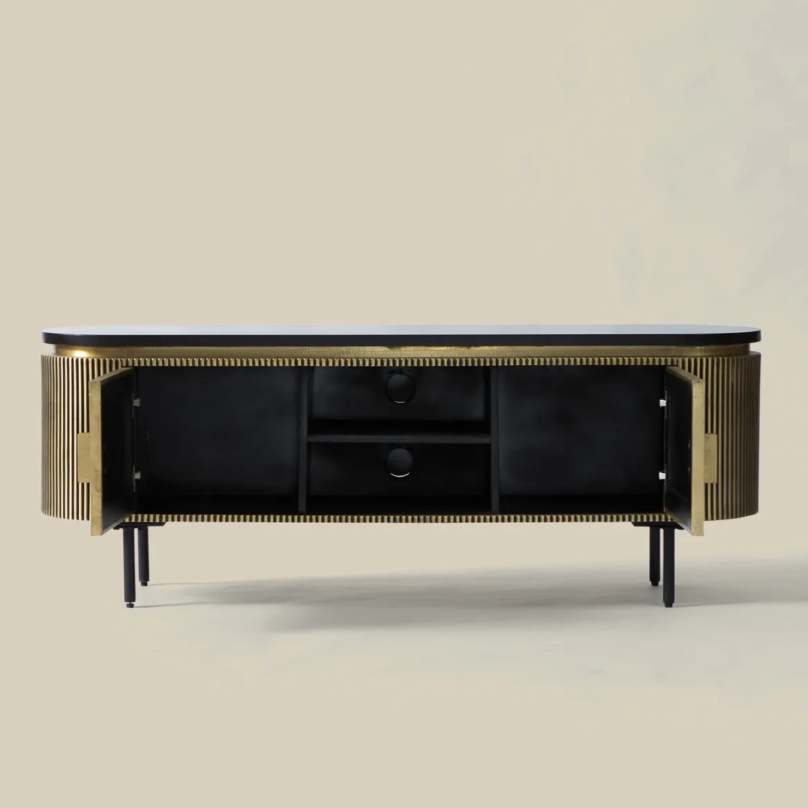 Tv-meubel goud met ribbels - Bodio Rush