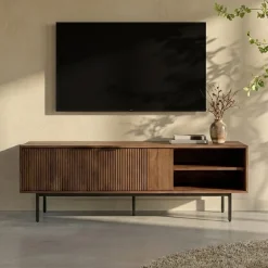 Tv-meubel hout met ribbels (staand/hangend) 140 cm - Bodio Clark
