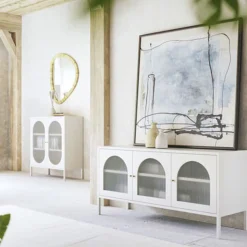 Tv-meubel met ribbelglas off white - Kare Design Naxos