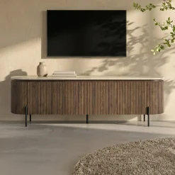 TV meubel walnoot met marmer - Bodio Hinoki