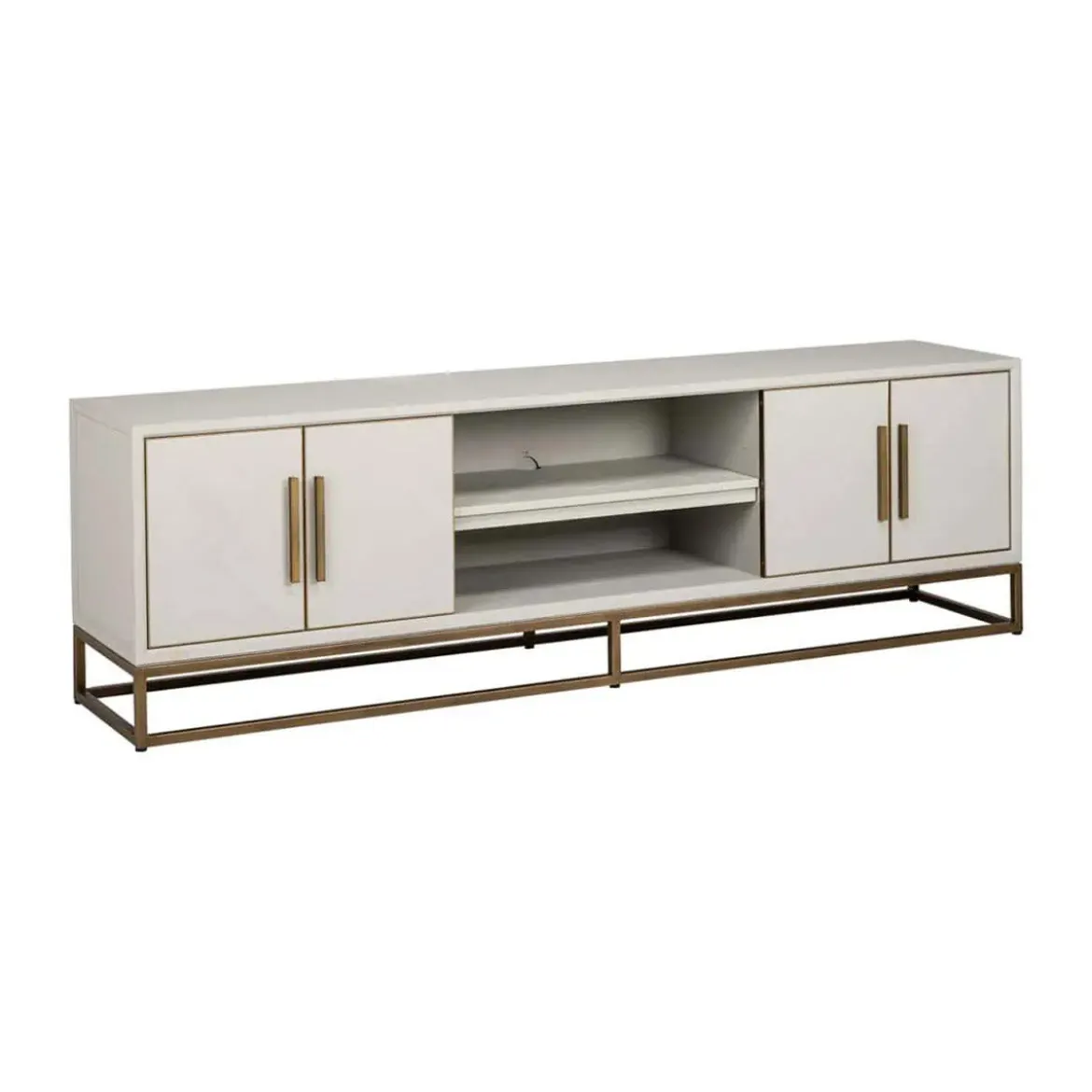 Tv-meubel wit hout met messing - Richmond Interiors Whitebone
