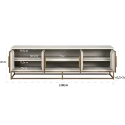 Tv-meubel wit hout met messing - Richmond Interiors Whitebone