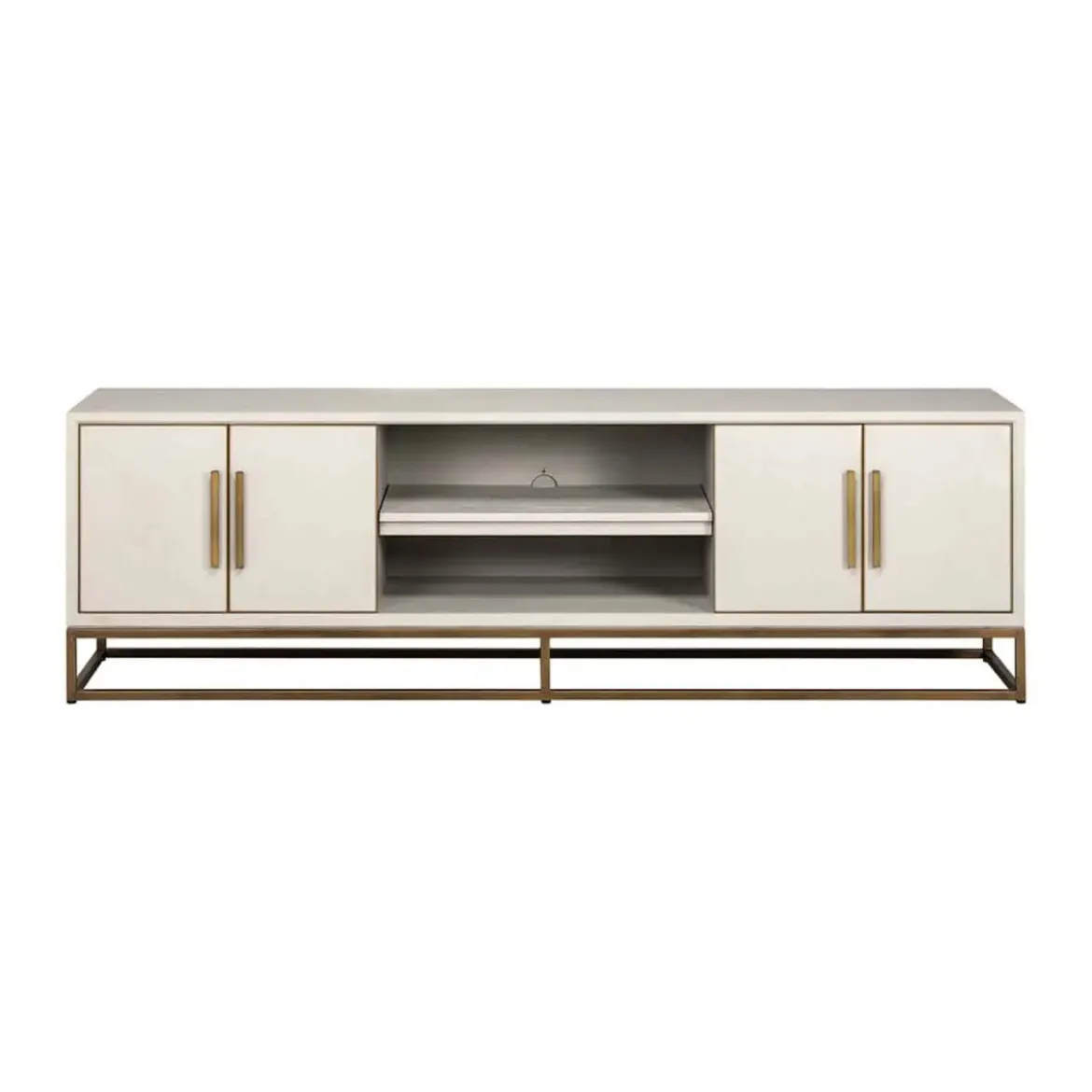 Tv-meubel wit hout met messing - Richmond Interiors Whitebone