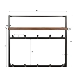 Twaalf haken kapstok van acaciahout - Santa Air Solid