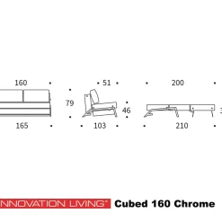 Tweepersoons slaapbank 160 - Innovation Living Cubed 160 Chrome