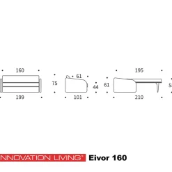 Uitklapbare slaapbank met pocket-spring matras - Innovation Living Eivor 160
