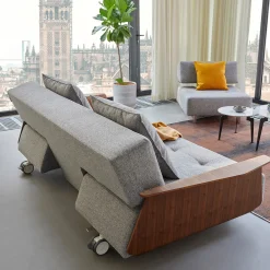 Verrijdbare slaapbank met walnoot arm - Innovation Living Long Horn D.E.L.