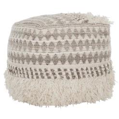 Vierkante poef beige wol - Must Living Aura