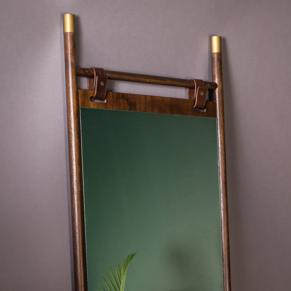 Vintage leun spiegel donker hout - Dutchbone Riva