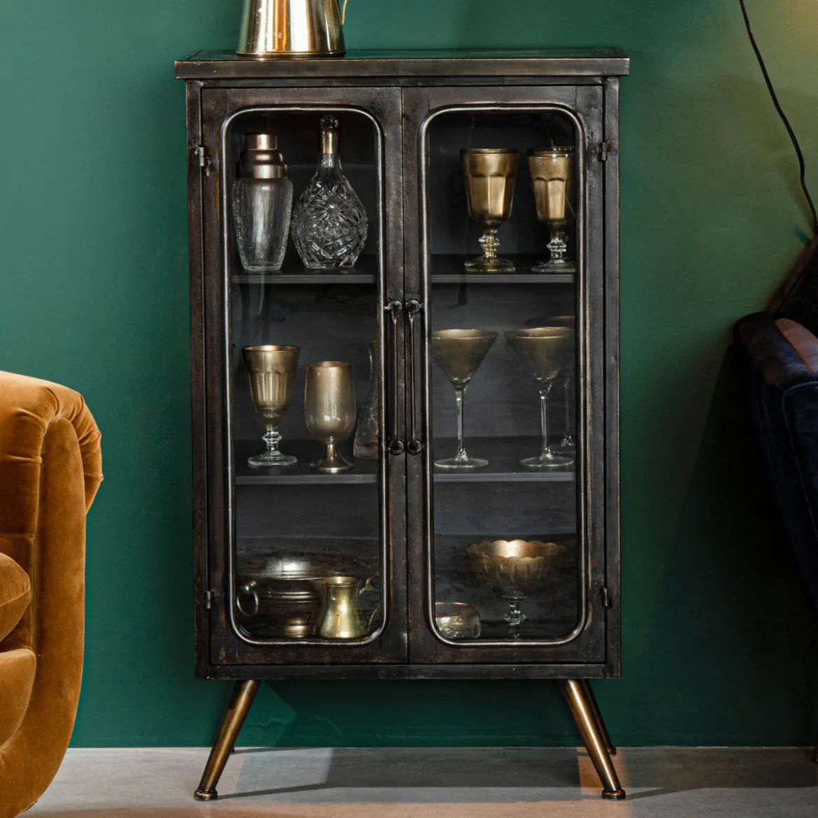 Vintage metalen kastje - Dutchbone Denza